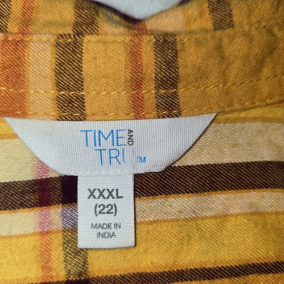 Time and Tru Yellow Plaid Flannel Size 3XL - Picture 3 of 5